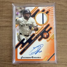 2025 Topps Pristine Pieces Autograph Relics Jackson Chourio #PPAR-JC Orange /25