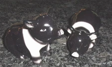 Black And White Ceramic SET OF PIGS Salt & Pepper Shakers Novelty