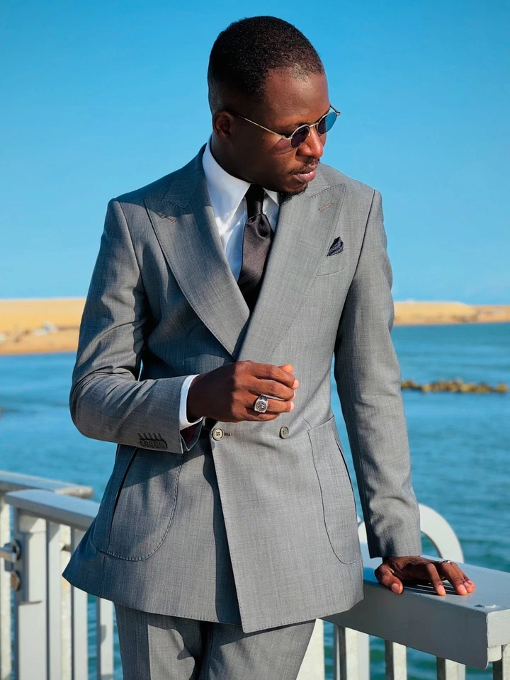 Trajes de verano para hombre Peak graduación esmoquin blazers pantalones 2 piezas trajes Foto 2 de 4