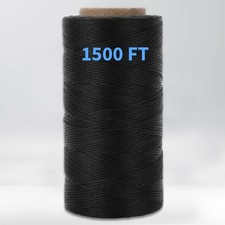 TOOLSSIDE 9-Ply Black Waxed Twine 1500 Feet/500 Yard Wax Lacing Cord Nylon 21...