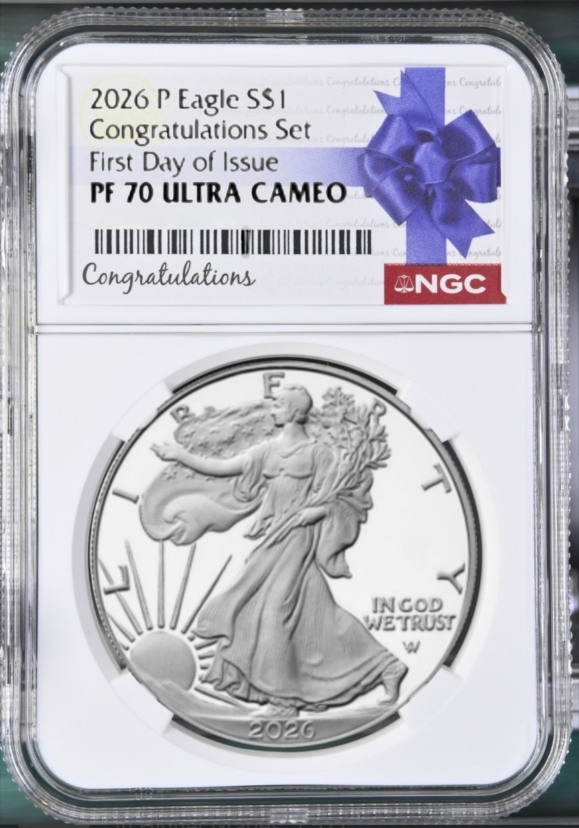 2026-P Silver Eagle $1 Congratulations Set NGC PF70 UC First Day