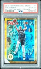 2019 HOOPS PREMIUM STOCK #1 LUKA DONCIC GET OUT THE WAY ORANGE PRIZM PSA 10