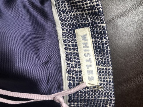 Whistles Navy & Cream Skirt With Front Pockets Size:12 UK - Picture 9 of 10