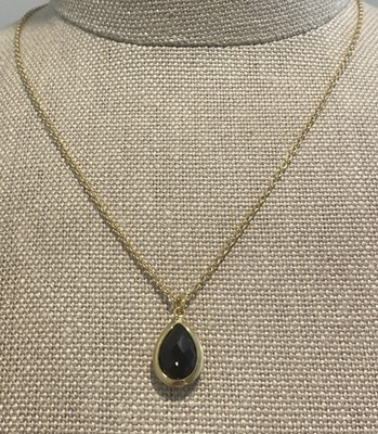Neu mit Etikett Sundance Katalog Gold Vermeil Halskette mit Träne schwarzer Onyx Anhänger