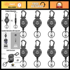 8-Pack Heavy Duty Retractable Keychain Badge Holder, Tactical ID Reel, 31.5  Cor