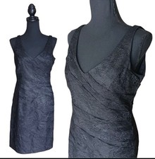Ann Taylor Diagonal Pleat Lace Sheath Dress LBD 8P Evening Cocktail