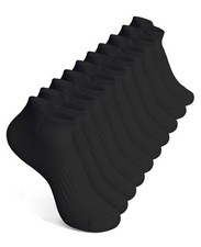 10 Pairs Kids Socks for Boys Girls Ankle Athletic Low Cut 10-12 Years Black