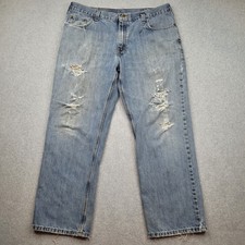 Carhartt Jeans Mens 38x30 Blue Relaxed Fit Distressed Workwear Denim