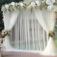 Tulle Backdrop Curtains Ivory 20x10 Sheer Wedding Photo Background Party Drape