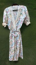 Vintage Lorraine Belted Dressing Gown Sz Small Nightgown Floral Granny