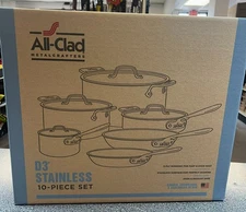 All-Clad D3 3-Ply Stainless Steel Cookware Set 10 Piece, 401877LR, NIB