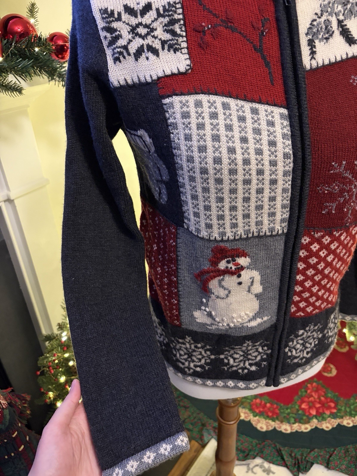 Vintage Petite Sophisticate Patchwork Sweater Jac… - image 2