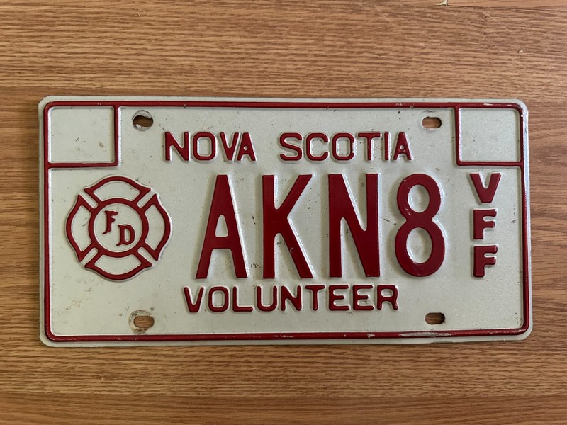 Nova Scotia Volunteer Fire Fighter License Plate AKN8