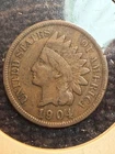 1904 1c Indian Head One Cent Penny Variety 3 Bronze Circulated VF