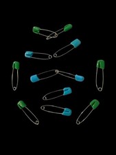 Vtg Cloth Diaper Pins Lot Of 12 Teal Blue Green Safety Pins