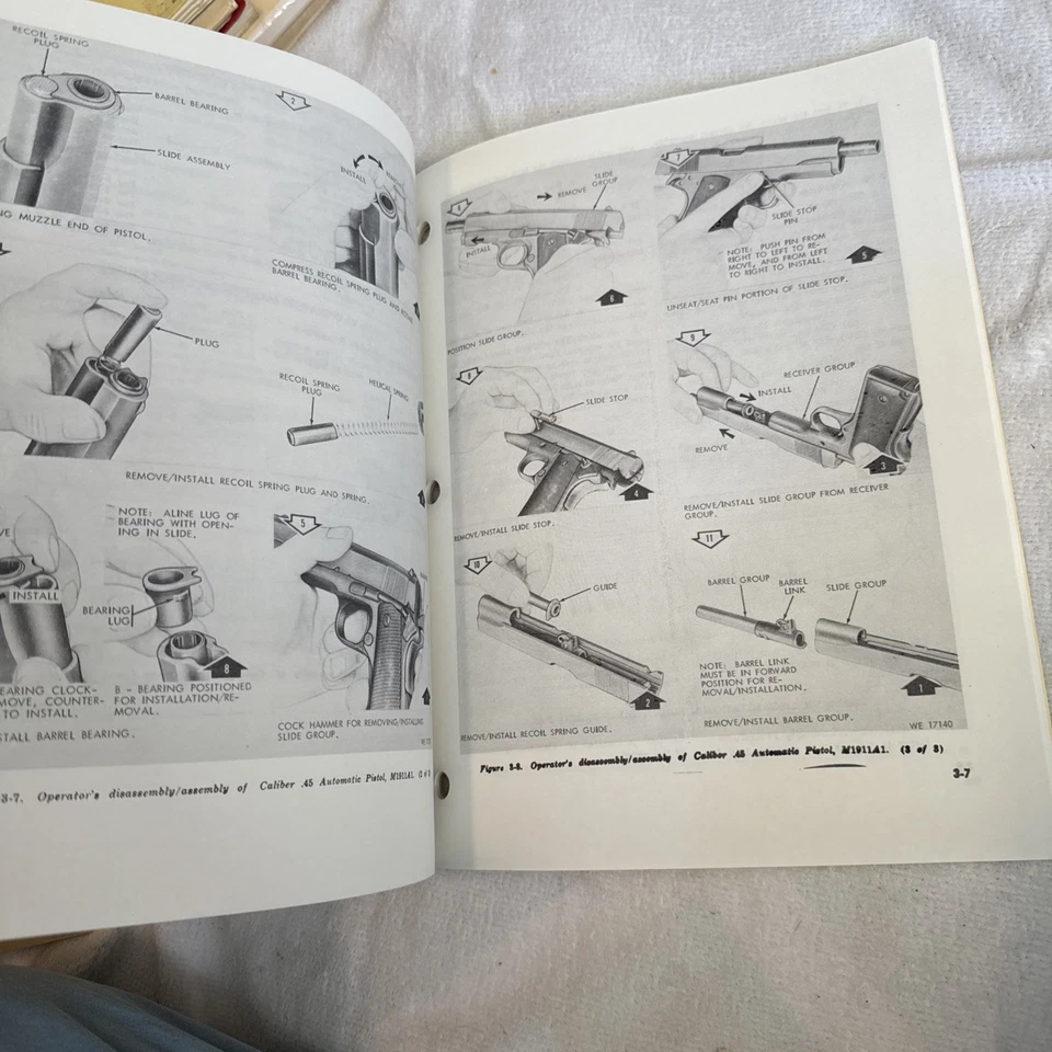 Artículos de operador y manuales de reparación para rifle .30 IS M1, pistola .45 vintage años 60 Foto 3 de 4