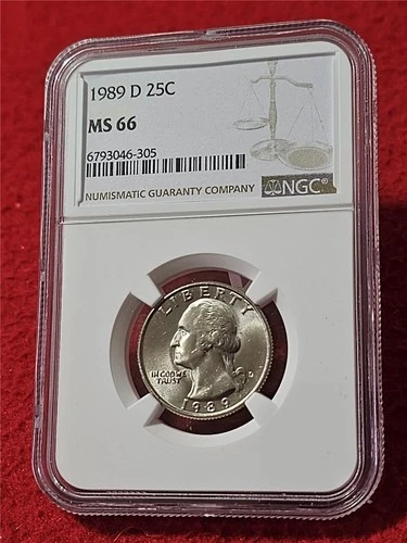 1989-D WASHINGTON QUARTER   NGC MS 66  UNCIRCULATED                     #T0040