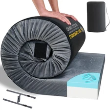 Memory Foam Camping Cot Mattress Pad Mat-Sleeping Pad Mat Portable Roll Up Tr...