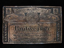OA09103 VINTAGE 1970s  GENUINE BUDWEISER LAGER BEER  ANHEUSER-BUSCH BUCKLE