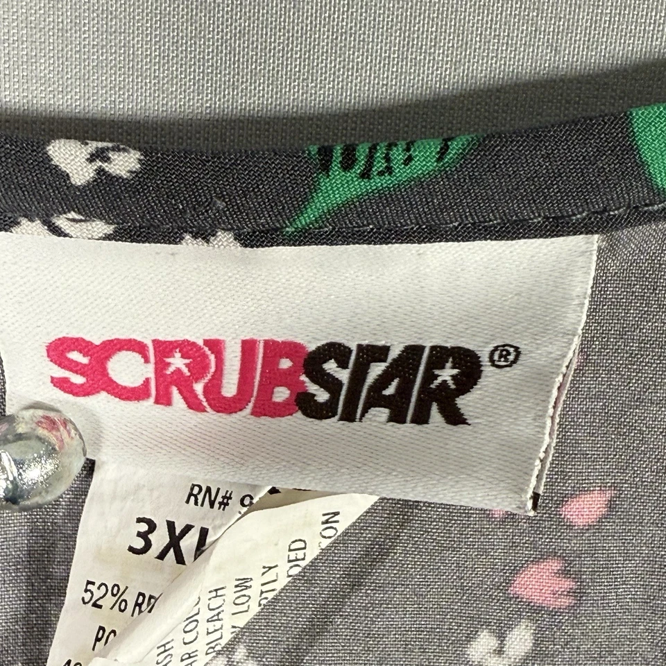 Floral Colorful 3XL V-Neck Scrub Top Short Sleeved Performance Stretch Scrubstar - Image 4 of 4