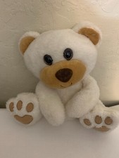 First and Main White Brown Paws/Ears Teddy Bear 10  Plush Stuffed Animal