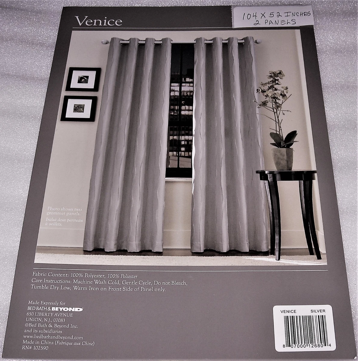 VENICE SILVER GROMMET DRAPES 104