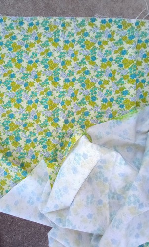 70s Fabric Remnant Scrap Cloth Material Quilt Vtg Floral Dyed Cotton Blend - Picture 9 of 12