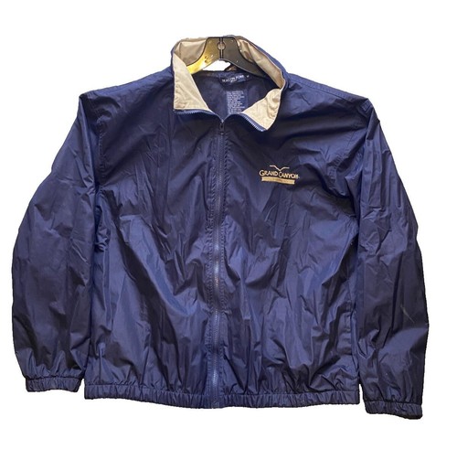 Grand Canyon Jacket Mens Medium Navy Blue Full Zip Windbreaker Hooded