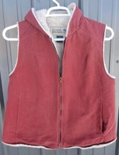 Stormy Kromer Parkland Hooded Sherpa Lined Cord Vest Made In USA Rust Red Sz Med
