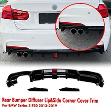 Rear Bumper Diffuser Lip+Side Trim For BMW F30 3-Series M-Sport 2013-2019 2015 B