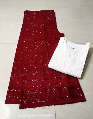 Red gold-printed kurti with tassels and gota lace work with white  dupatta-sharara - Kurti Fashion