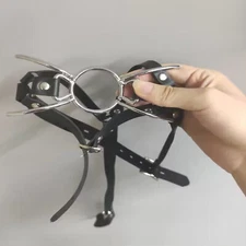 Bondage BDSM Open Mouth Spider Gag O-ring Oral Fixation PU Leather Belt Slave