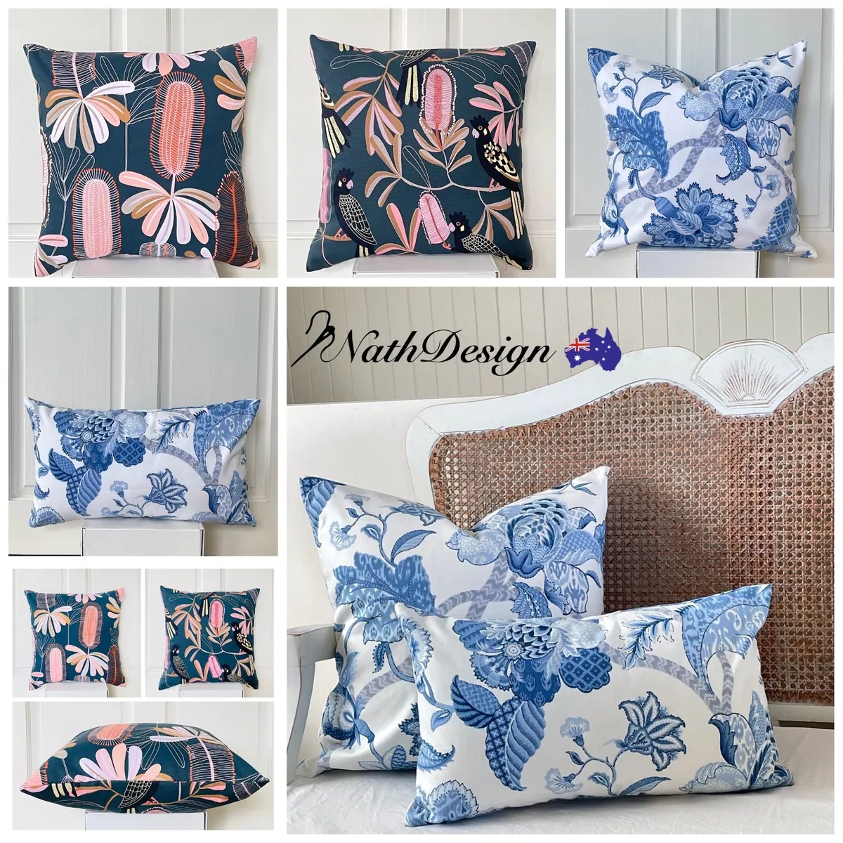 Blue and clearance white hamptons cushions