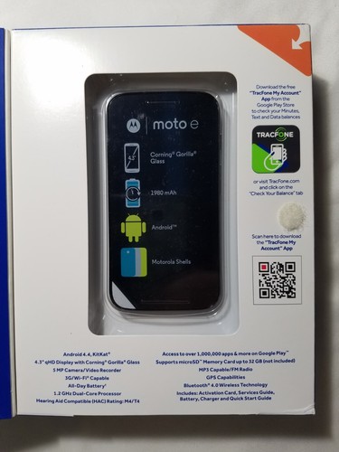 Small Classic Moto E Android Prepaid Cell Phone For Tracfone Simple Mobile Total - Afbeelding 2 van 3