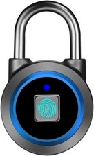 Fingerprint Padlock, Bluetooth Lock, Mobile APP, Smart Padlock, Waterproof, Blue