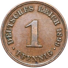 German Empire-Empire-J. 10 coin-1 Pfennig 1899 D-conservation!