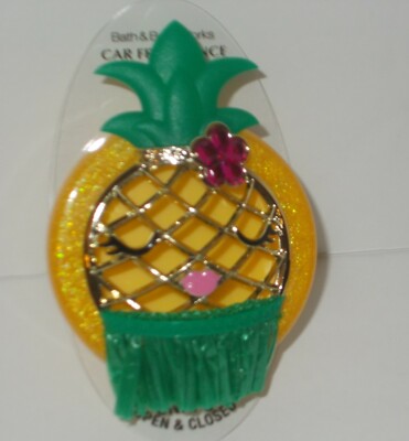 BATH & BODY WORKS CAR FRAGRANCE HOLDER VISOR CLIP PINEAPPLE HULA SKIRT