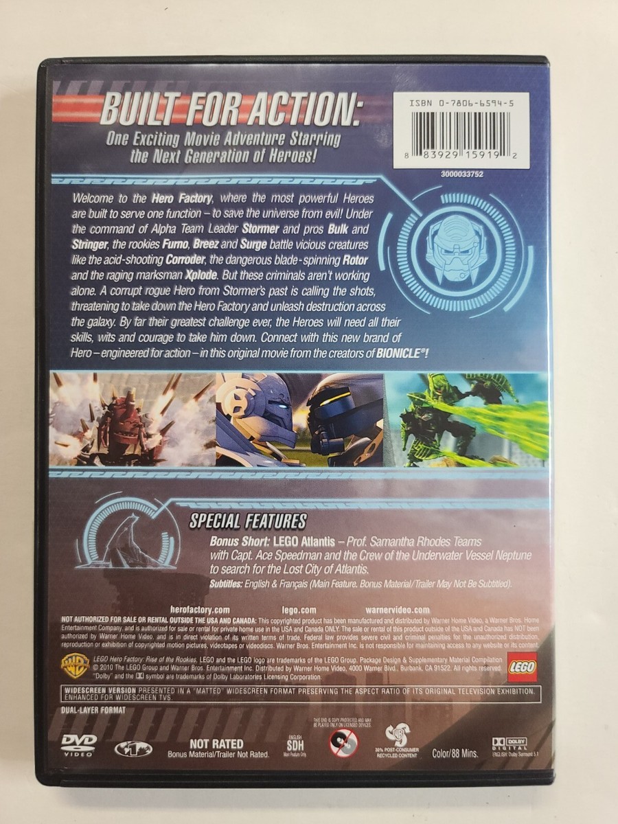 Lego Hero Factory , New DVD ( Plastic Removed From Case ) Rise Of