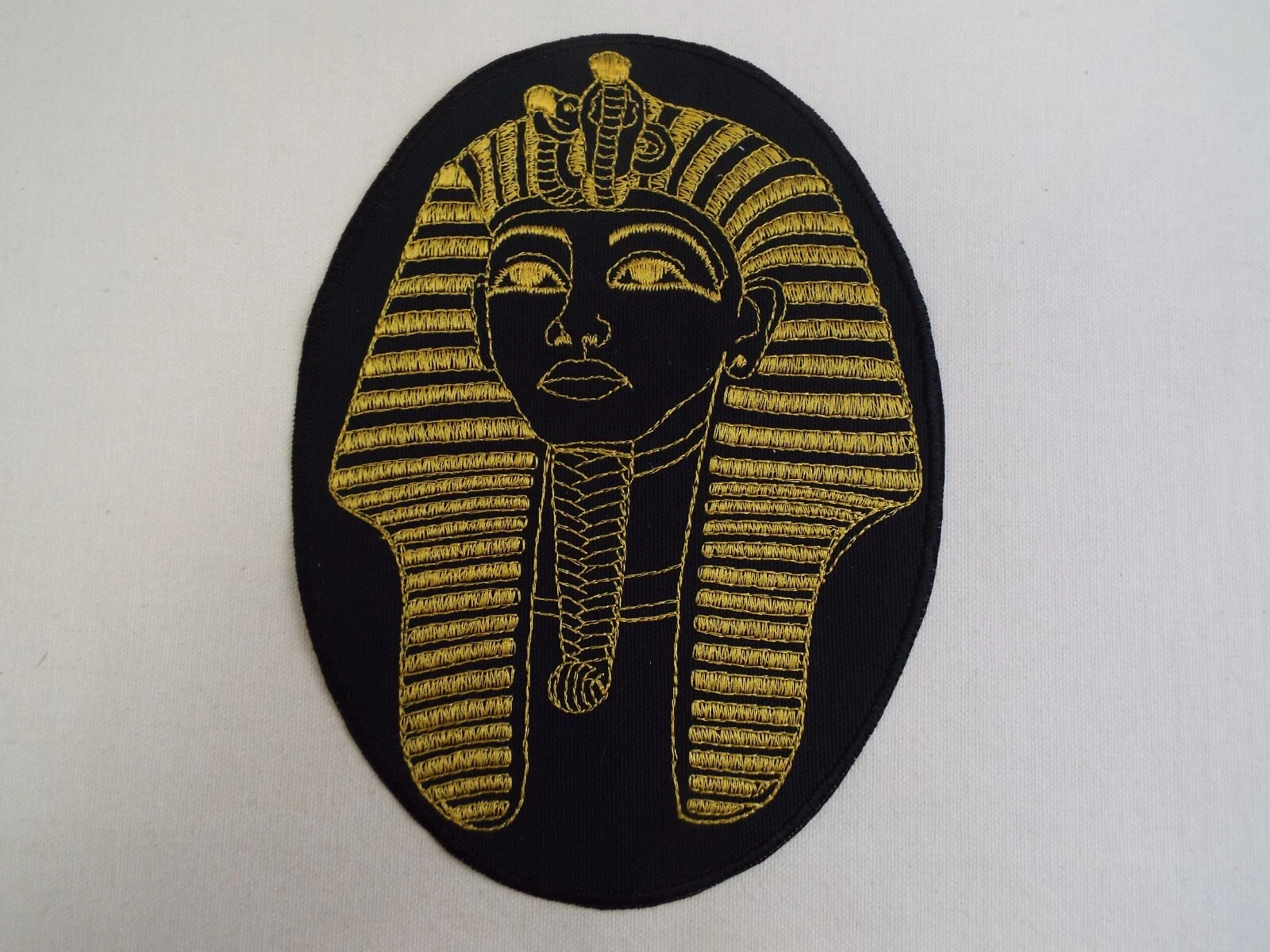 Gold Black Egyptian King Tut Pharaoh 8-1/2" Embroidery Iron-on Patch (E43)