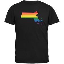 Massachusetts LGBT Gay Pride Rainbow Black Youth T-Shirt
