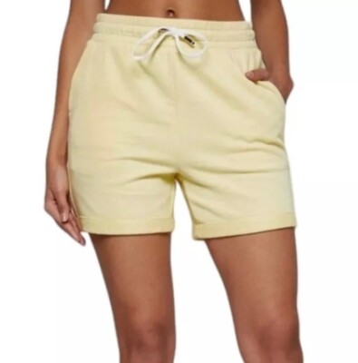 FourLaps Rush Shorts in Banana Yellow Women s Size XS Terry Cloth Tie Waist New