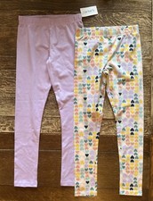 Carter's Kid Girls Ankle Length Leggings 2 Pants, Purple Heart Print Sz 10