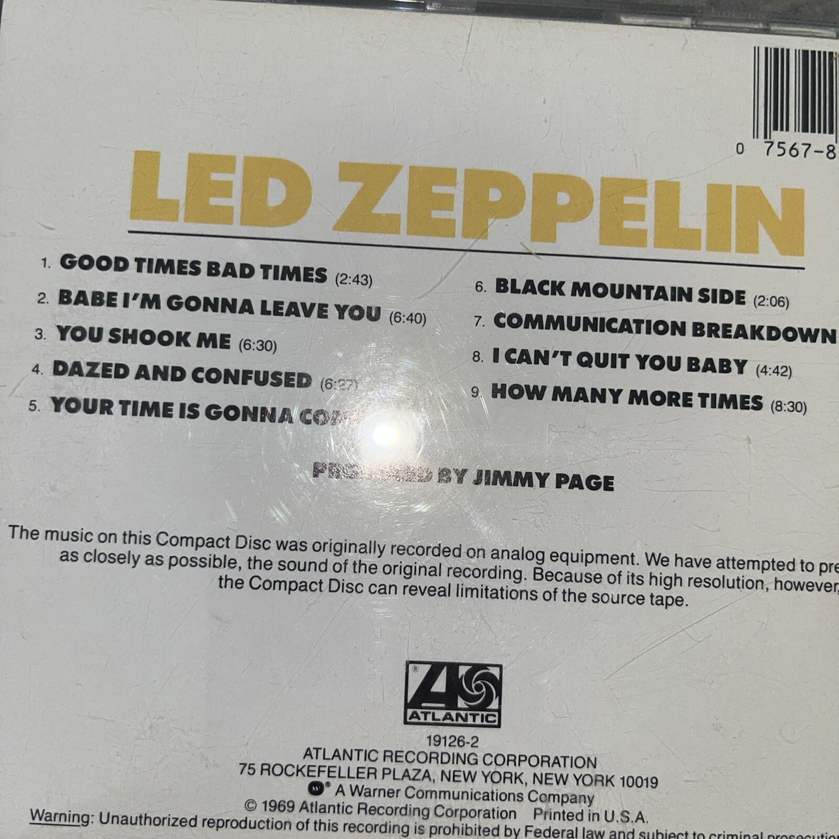 Led Zeppelin (First Album) by Led Zeppelin (CD, 1990) 75678152528
