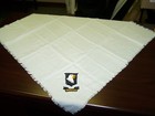Vintage White Silk? Scarf Cover with Embroidery US Army Eagle 32” Square EUC — photo 3