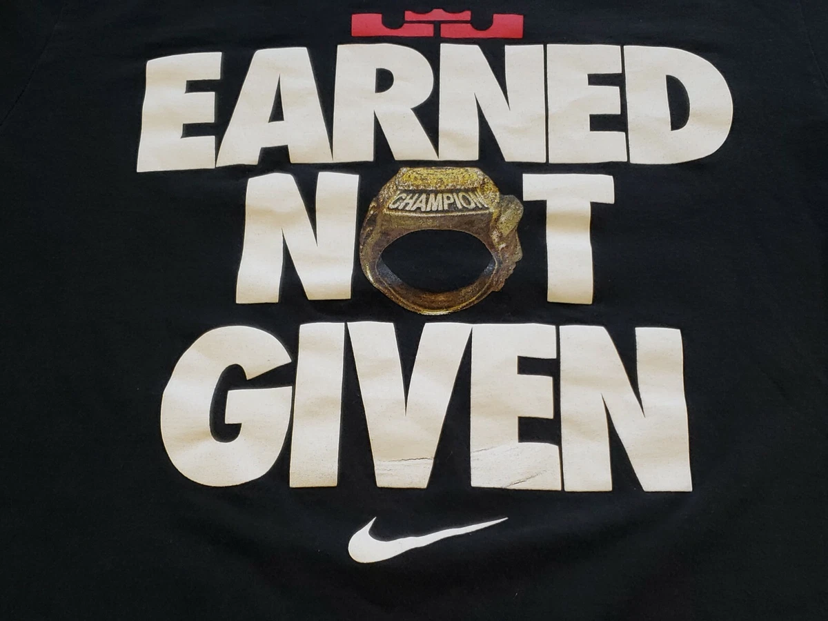 Nike Lebron James Earned Not Given Championship Ring T Shirt Men s Medium MVP
