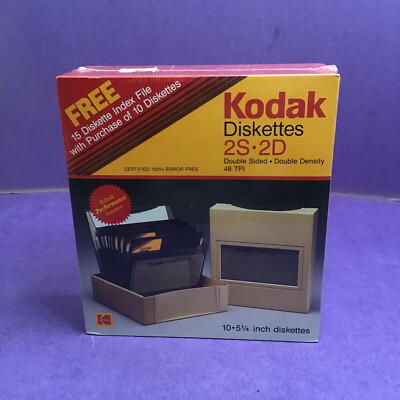 1986 New Sealed KODAK 2S - 2D 5 1/4 Diskettes Double Sided Double Density Floppy