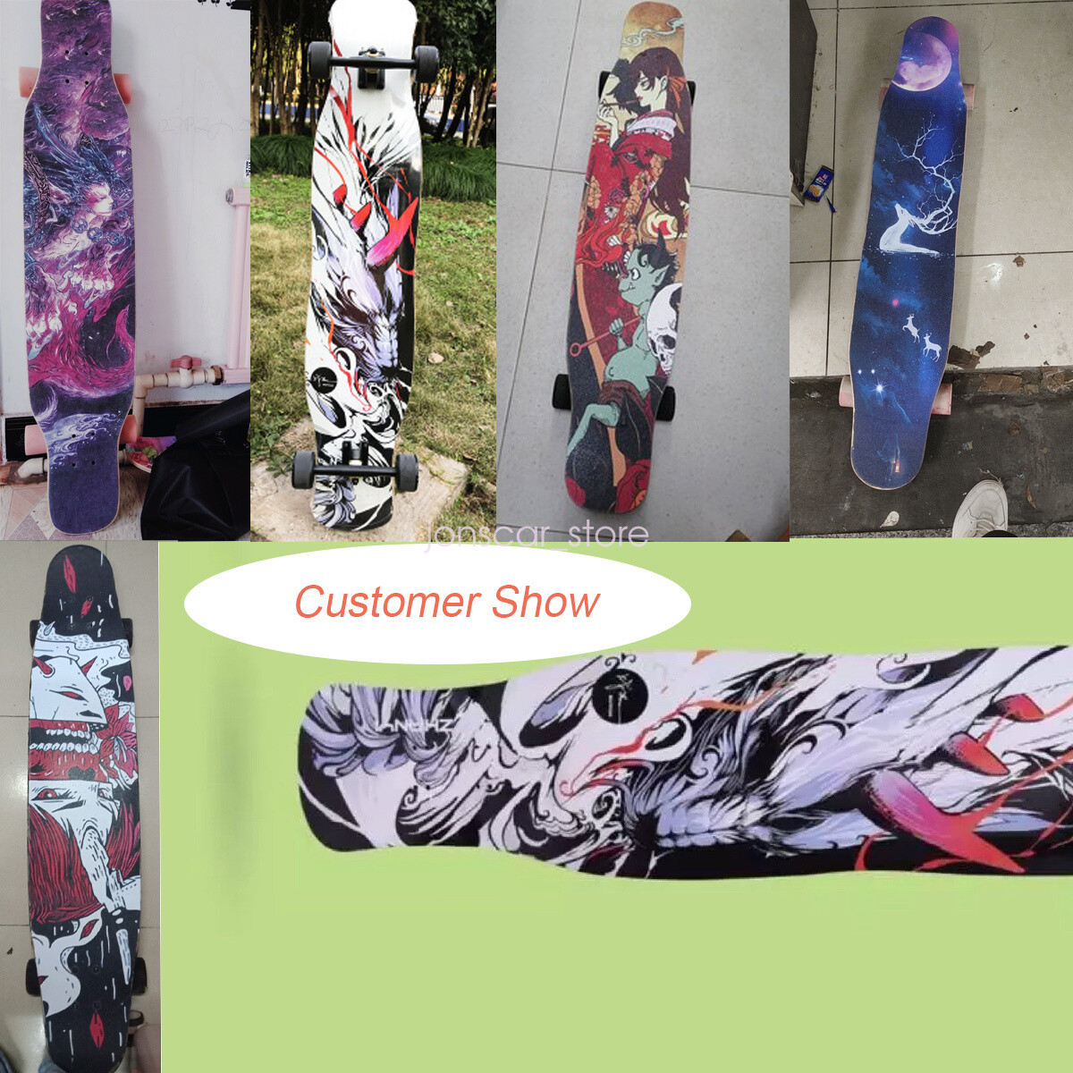 Longboard Grip Tape 47X10" Myth Ghost Waterproof Skateboard Sticker... Double Tape Deck - Foto 11