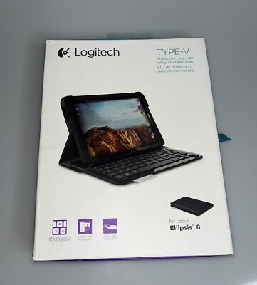 Logitech Type-V Protective Case Bluetooth Keyboard Folio for Ellipsis 8 -Black