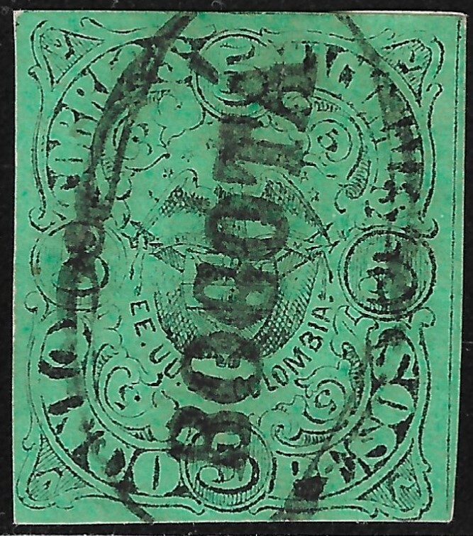 Colombia Scott 64 VF Used On Piece w/Bogota Cancel.