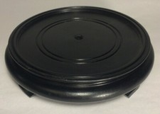 New 6" Footed Oriental Wooden Lamp Base w/ Waxed Black Finish 1/8 IP Slip WB256B